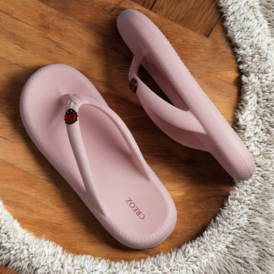 CREOZ the bounce Women Flip Flops(Pink , 6)