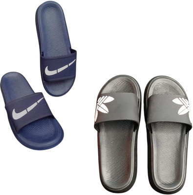 BLIBBERS Men Slides(Blue, Grey , 7)