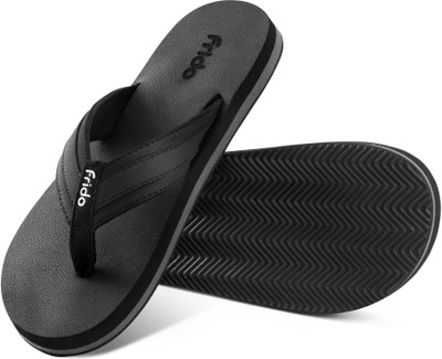Frido Men Flip Flops(Black , 8)