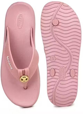 Skyultra Women Flip Flops(Black , 5)