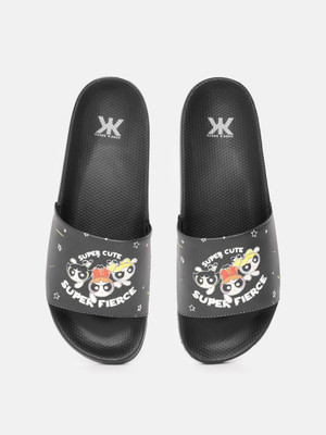 Kook N Keech Women Flip Flops(Black , 5)