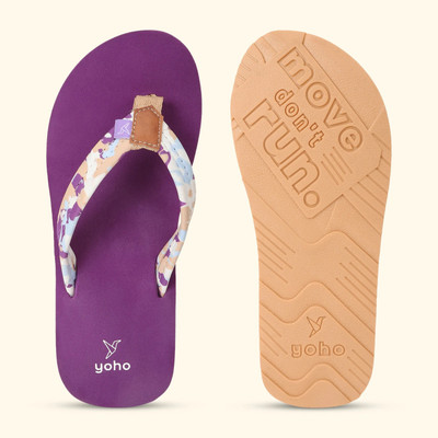 yoho Women Slippers(Purple , 6)