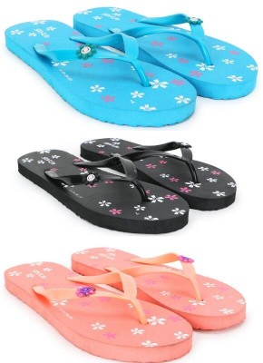 Cordmans Women Flip Flops(Blue, Black, Pink , 7)