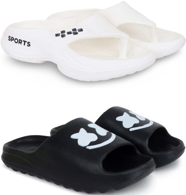 Pampy Angel Men Slippers(White, Black , 8)