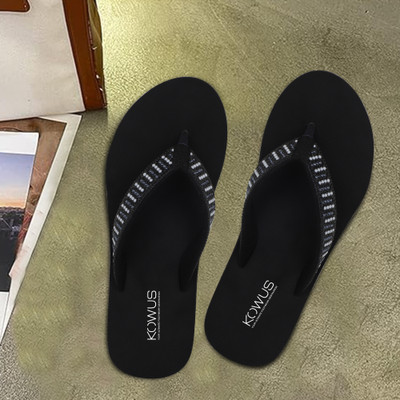 kOWUS Women Slippers(Black , 8)