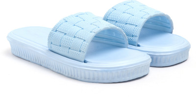 Skytrap Women Stylish Comfortable and Trending Colorful Rubber Flip Flops Slides(Blue , 5)