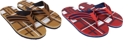MIGOLITE Men Flip Flops(Tan, Red , 6)