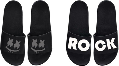 nvisan Men Slides(Black , 10)