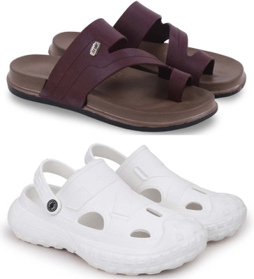 KAPYANSH Men Slippers(Maroon, White , 8)