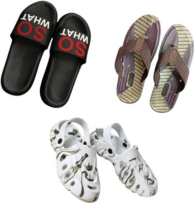 BLIBBERS Men Slippers(Black, Brown, White , 9)