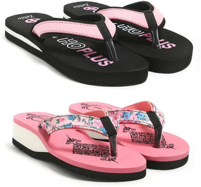 zebio Women Womens Soft Ortho Slippers | Daily Use Anti-Skid Ladies Flip Flops Slippers(Black, Pink, Pink , 6)