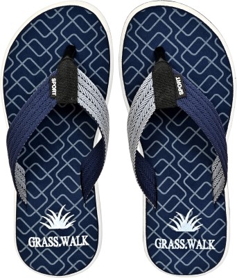 GRASS WALK Men Flip Flops(Navy, Grey 10)