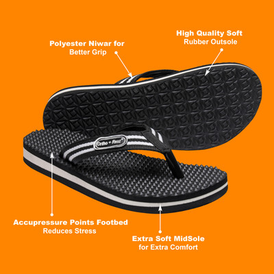 Ortho + Rest Men Soft Orthopedic Slipper for Men|Diabetic, Heel Pain Relief, Anti-Skid Daily Use Flip Flops(Black , 9)