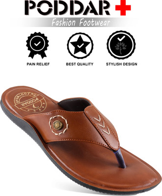 PODDAR Men Slippers(Tan , 7)