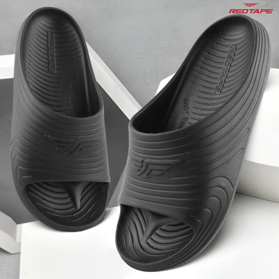 RED TAPE Men Slides(Black , 8)
