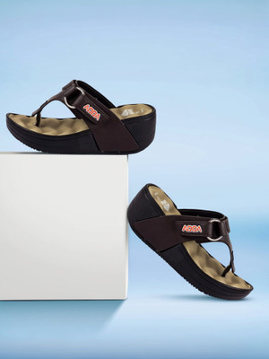 Adda Women Flip Flops(Brown, Beige , 5)