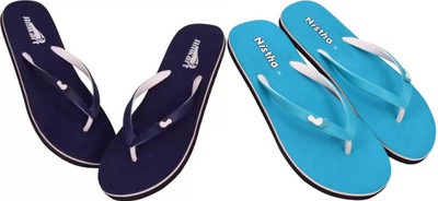 NISTHA Women Flip Flops(Navy, Blue , 7)