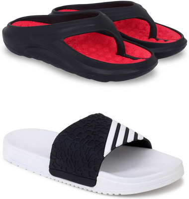 Kapani Fashion Men Slippers(Red, White , 6)