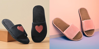 Y key Women Flip Flops(Pink, Black , 7)