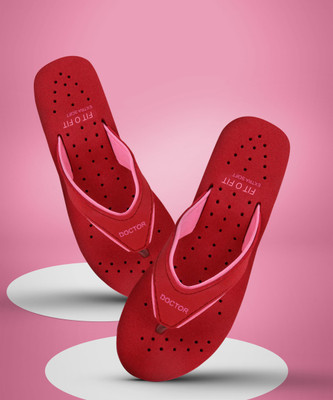 FIT O FIT Women Flat Soft Ortho Diabetic Orthopaedic Dr. Flip Flops For Women's Flip Flops(Red , 6)