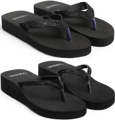 VAHMAH Women Slippers(Black, Black , 5)