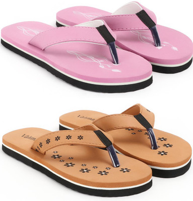 VAHMAH Women Slippers(Pink, Tan , 7)