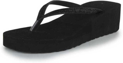 RIVAYPAFASHION Women Slippers(Black , 7)