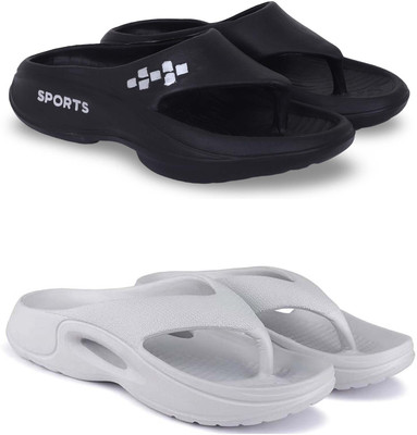 Kapani Fashion Men Slippers(Black, Grey , 9)