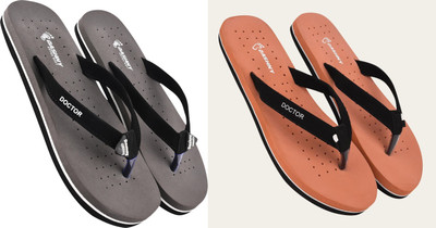 DASHNY Women Flip Flops(Purple, Orange , 9)