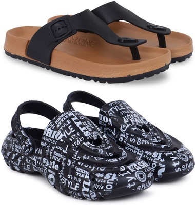 Pampy Angel Men Slippers(Beige, Black , 6)