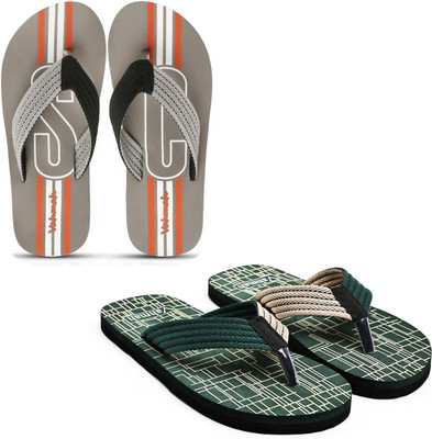 VAHMAH Men Slippers(Grey, Green , 6)