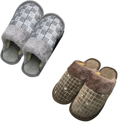 Mahi Enterprises Men Flip Flops(Grey, Brown , 10)