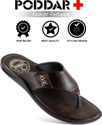 PODDAR Men Slippers(Brown , 9)