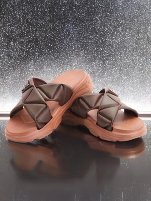 STR Women s Comfortable Trendy Cross Patta s Slippers(Brown , 7)