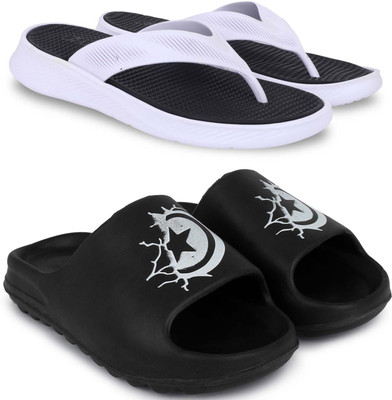 KAPYANSH Men Slippers(Black, Black , 9)