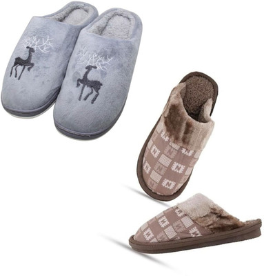 Mahi Enterprises Men Flip Flops(Grey, Brown , 9)