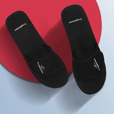 TREATTOES Women Orthopedic & Diabetic Ortho Care Comfortable Lightweight House Doctor Slippers Slides(Black, White , 5)