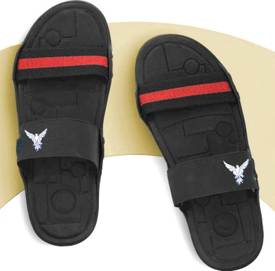 AUCKLAND Men Slides(Red, Black , 9)