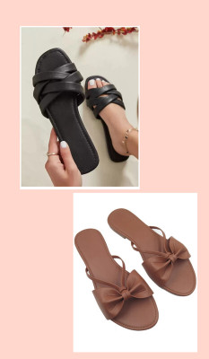raj-rajeshwari collection Women Slides(Black , 8)