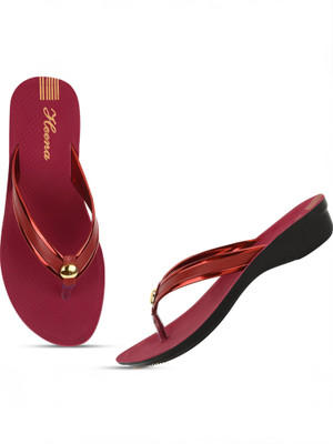 Heenaplus Women Slides(Maroon , 6)