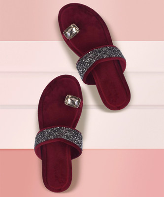 Ancestor collection Women Slides(Maroon , 7)