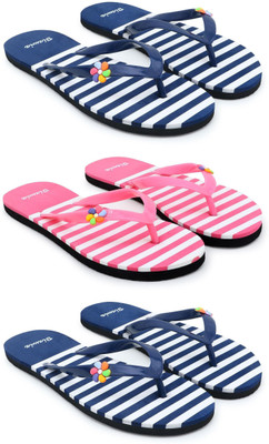 Bizwiz Women for Women Combo 3 Slippers / Flip Flop Slippers(Multicolor , 6)