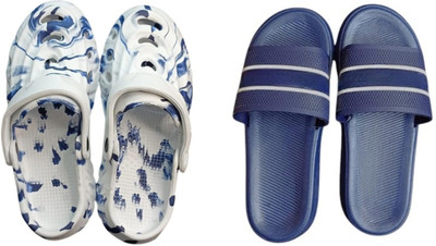 BLIBBERS Men Slides(Multicolor, Blue , 9)