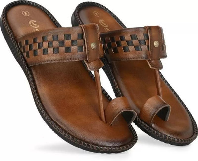 Lorence Fashion Hub Men Slippers(Tan , 8)
