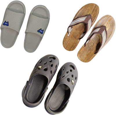 BLIBBERS Men Slippers(Grey, Brown, Black , 8)