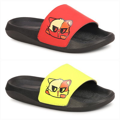 Foot Print Men Slides(Multicolor , 9)