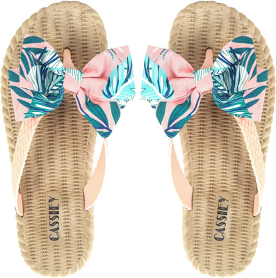 Cassiey Women Slippers(Pink, Green , 4)