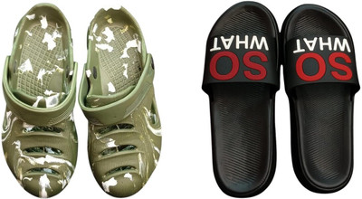 BLIBBERS Men Slides(Green, Black , 6)