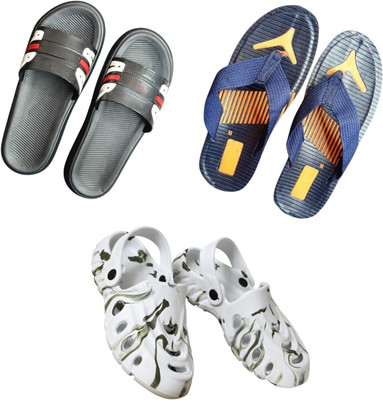 BLIBBERS Men Slippers(Black, Blue, White , 6)
