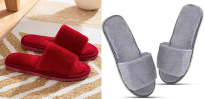 rexizone Women Flip Flops(Grey, Maroon , 5)